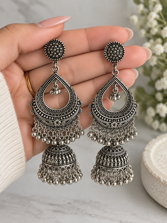 Jas Oxidized Jhumkis
