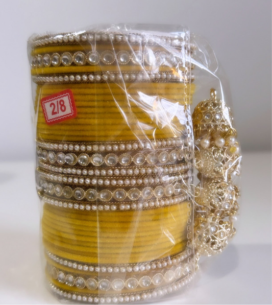 Yellow Bangle Set with Hangings