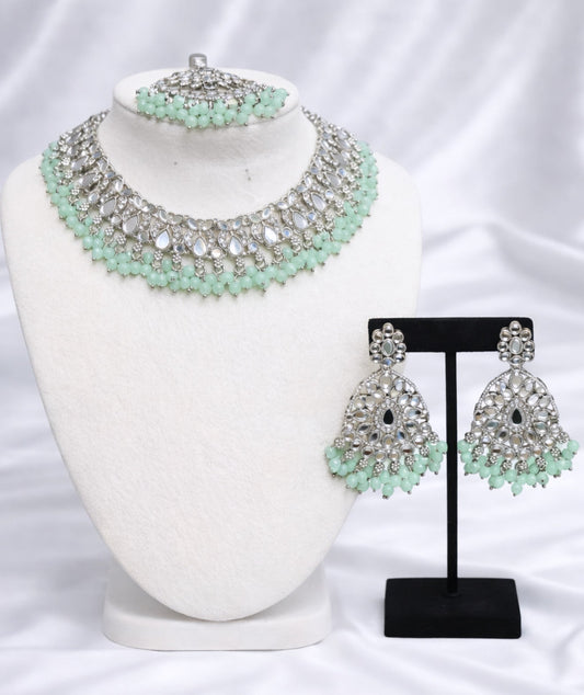 Hira Mirror Necklace Set