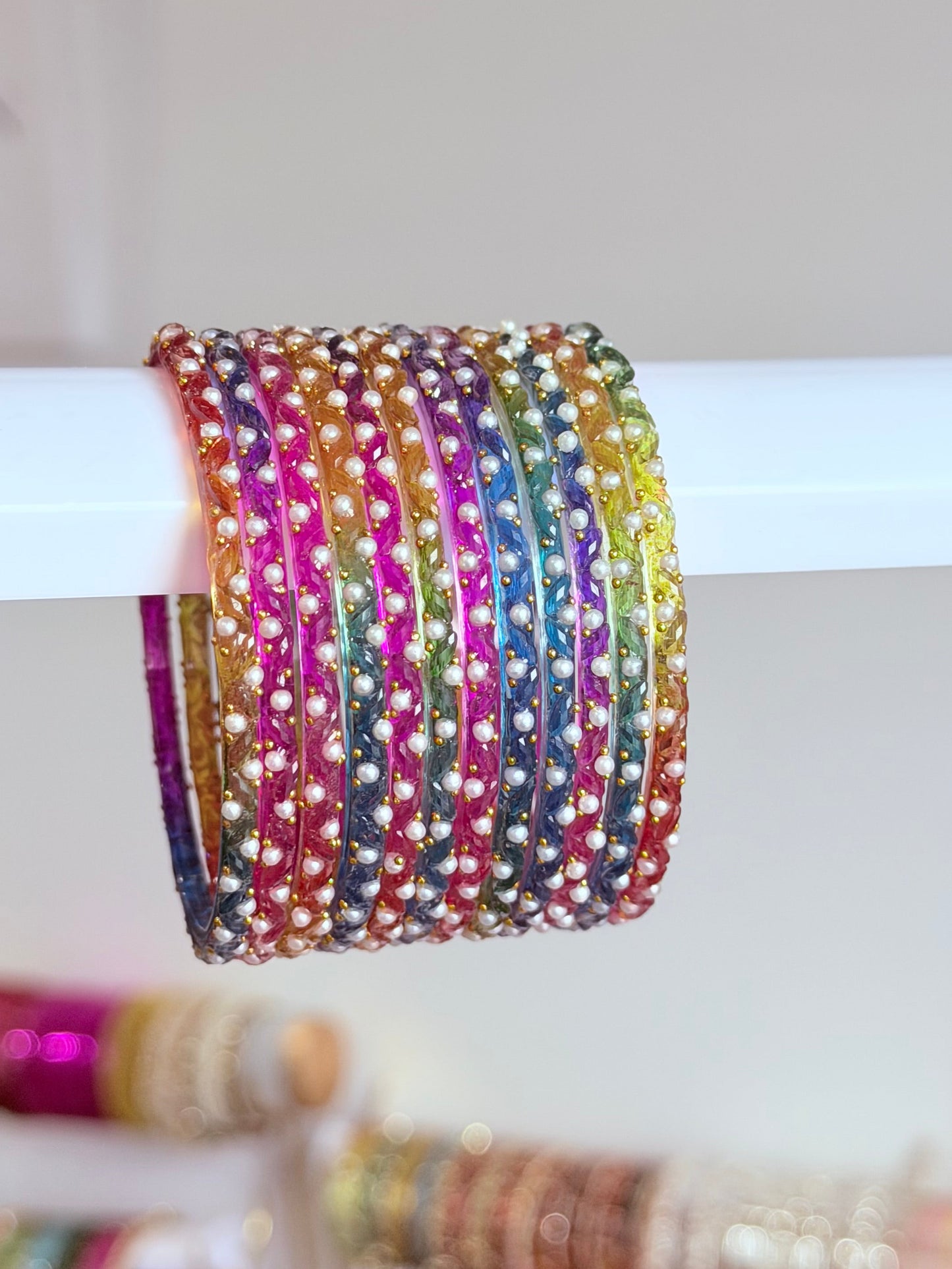 Sophia Pearl Glass Bangle Set