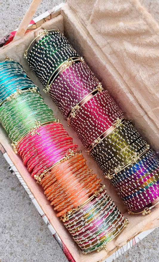Sehaj Glass Bangle Box With Kashmiri Bangles-Box is Included