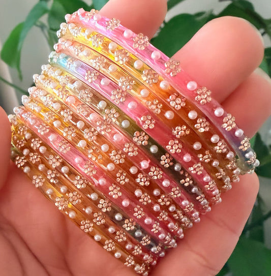 Sophia Pearl Glass Bangle Set