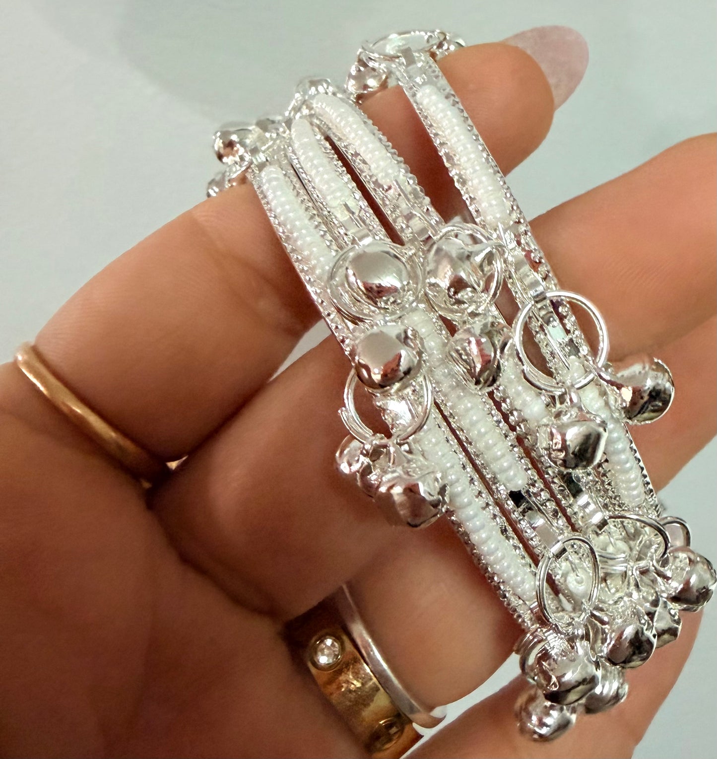 Silver Pearl Kashmiri Bangles
