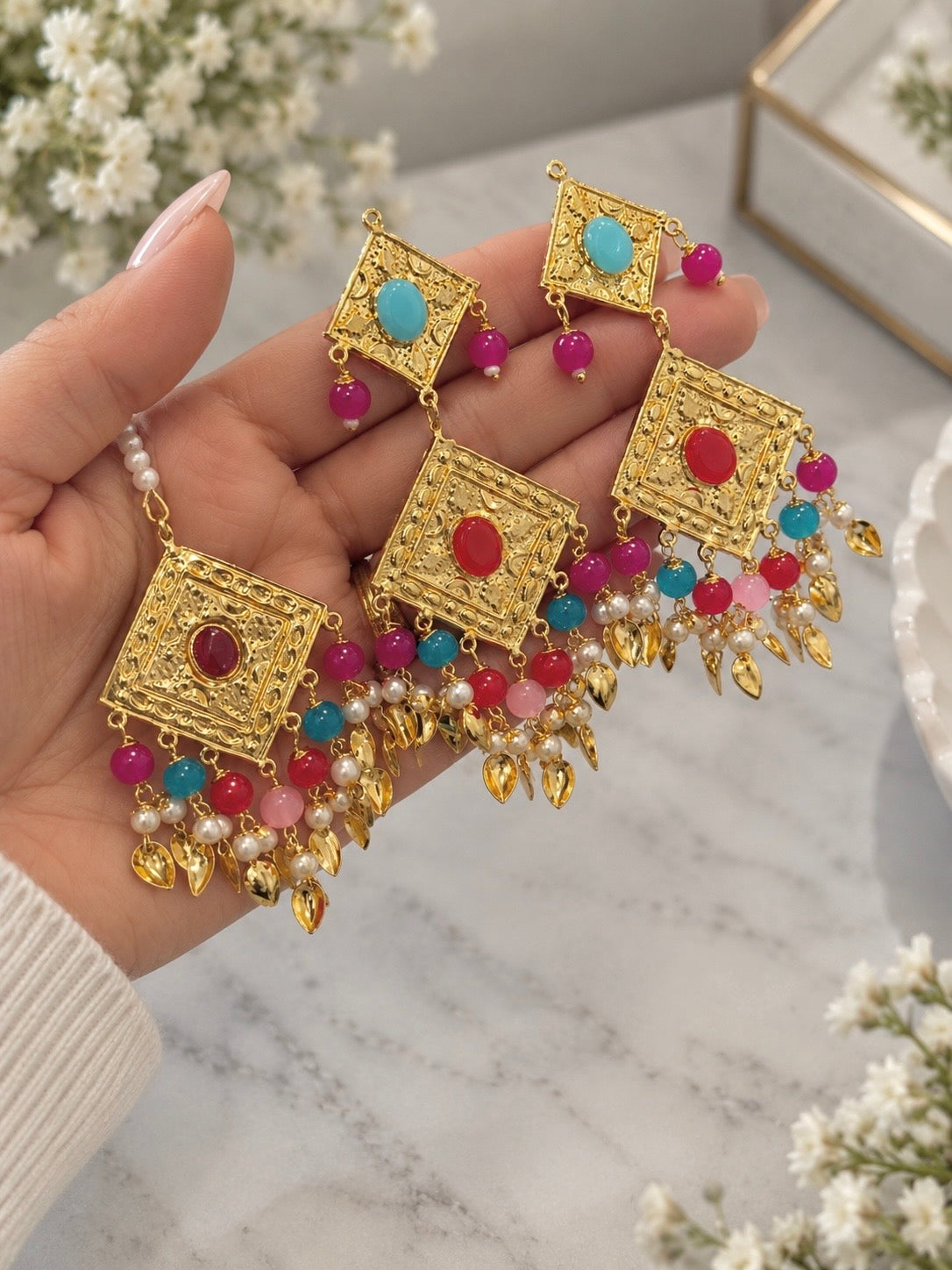Punjabi Style Gold Plated Hasli Style Necklace Set
