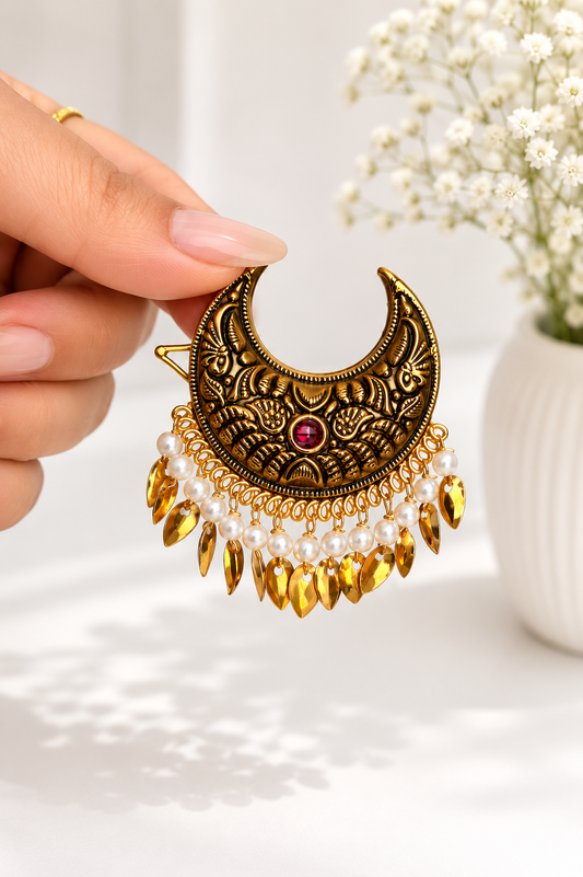 Punjabi Style Jadau Hair Clip-Single Piece