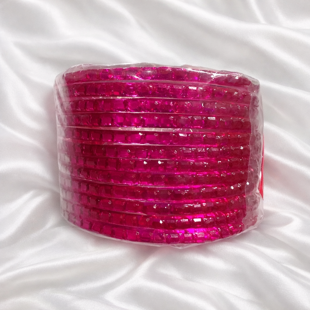 Magenta Glass Bangle Set