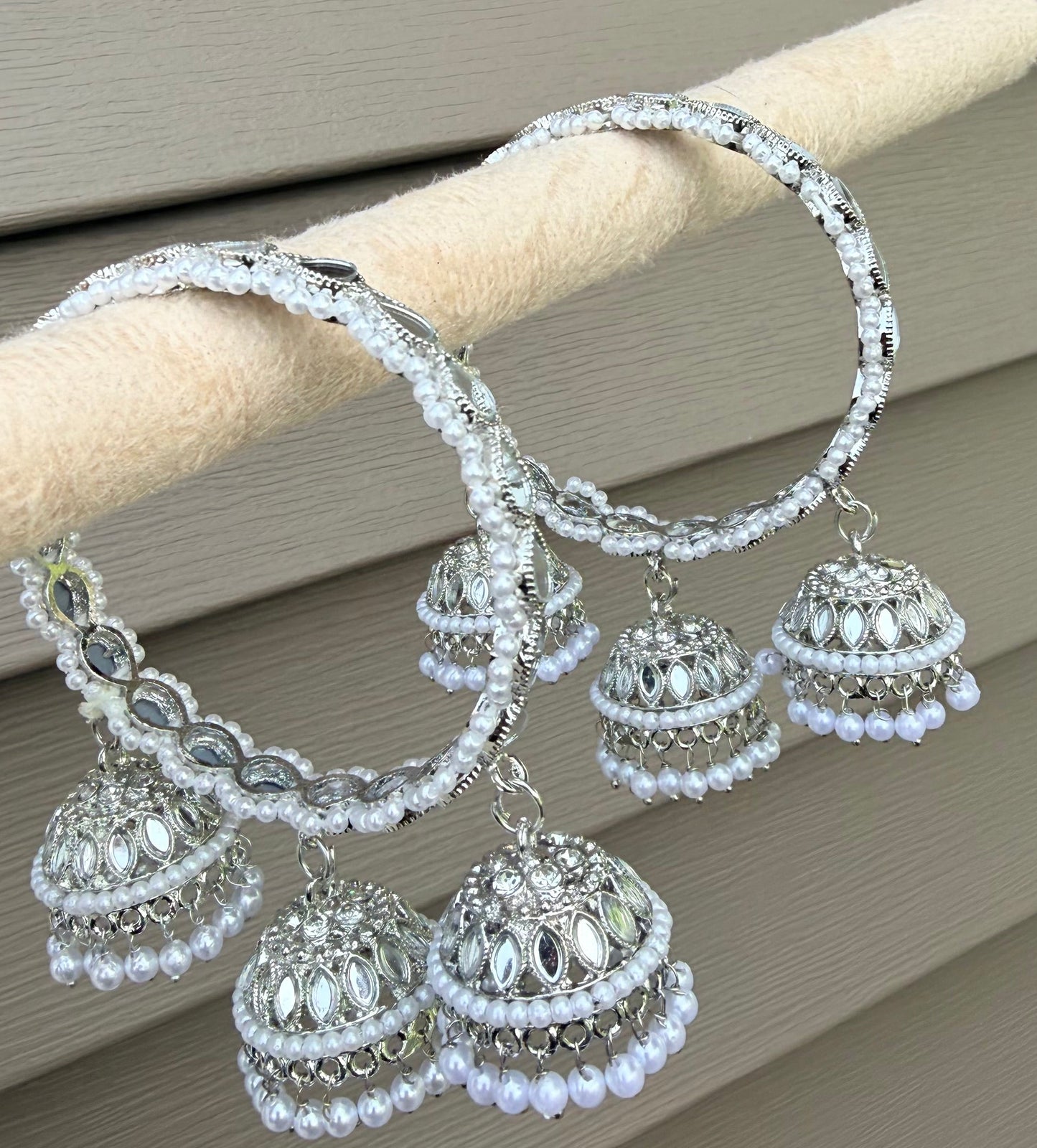 Naz Silver Mirrored Ghungroo Hanging Bangles