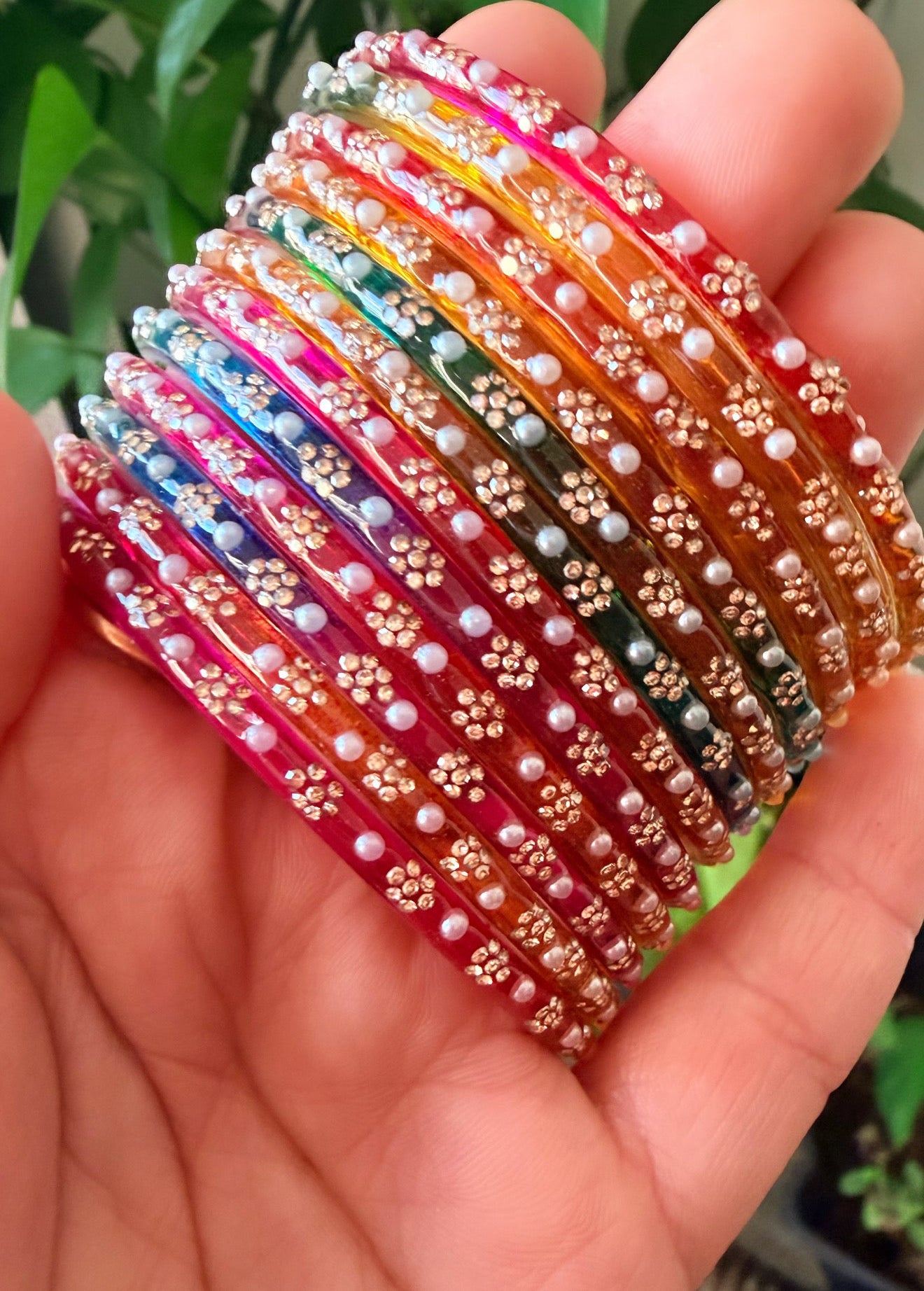 Sophia Pearl Glass Bangle Set