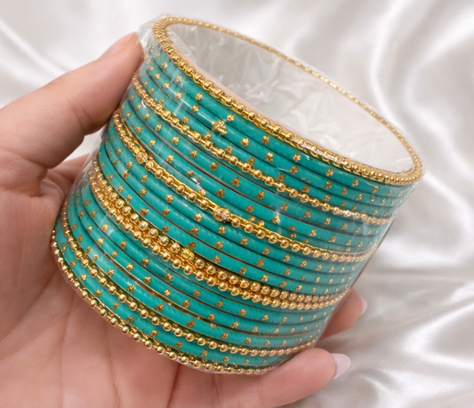 Palak Metal Dotted Bangle Set