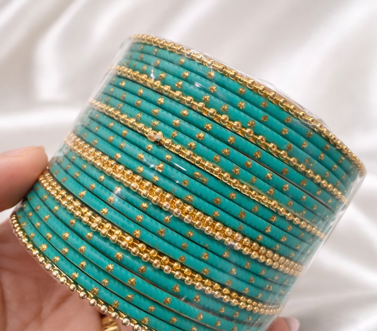 Palak Metal Dotted Bangle Set
