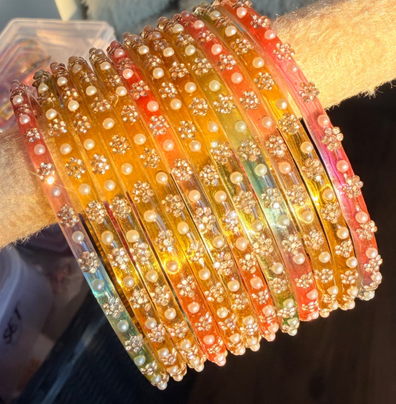 Sophia Pearl Glass Bangle Set
