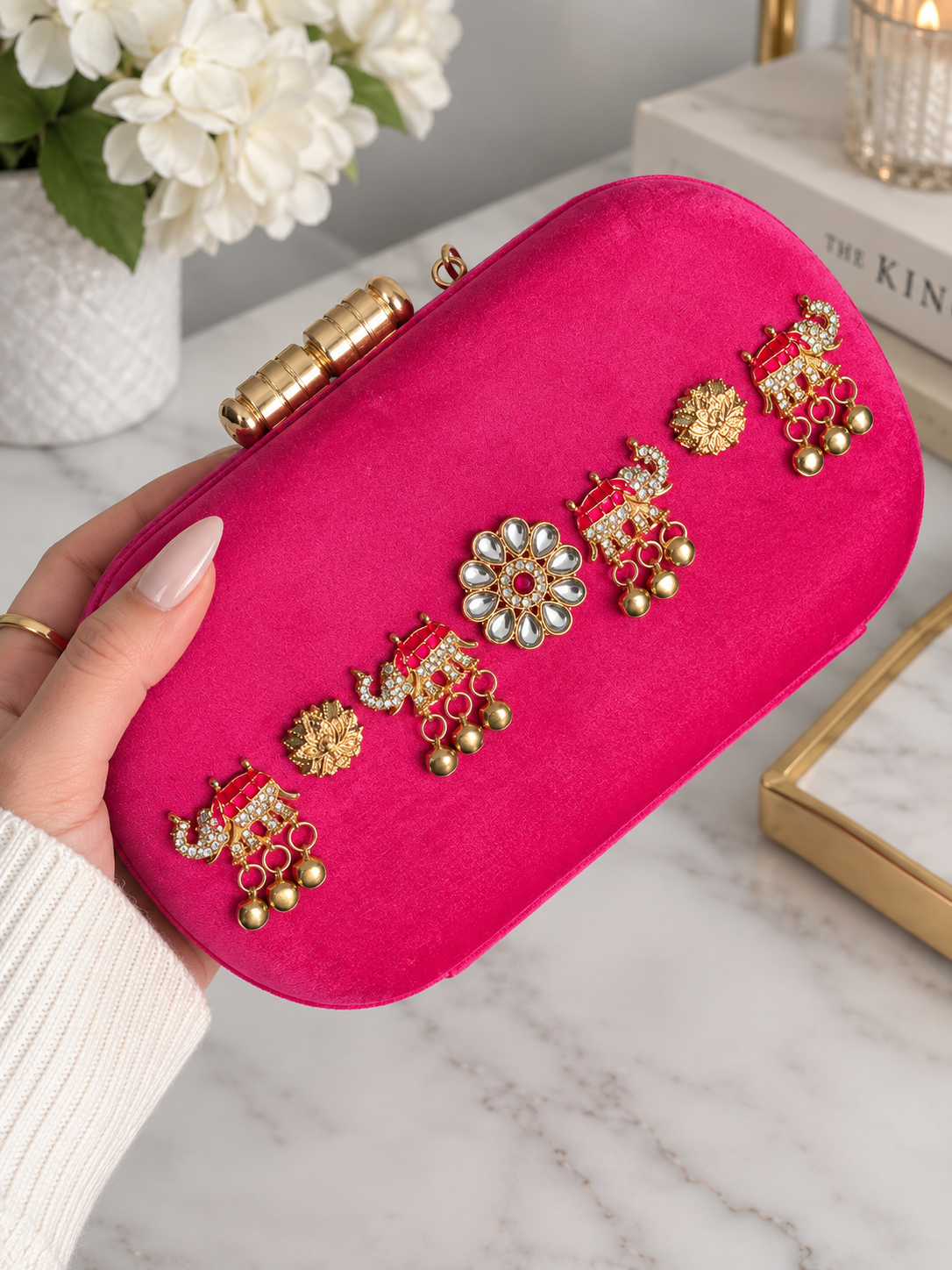Sabyasachi Kashmiri Style Suede Clutch
