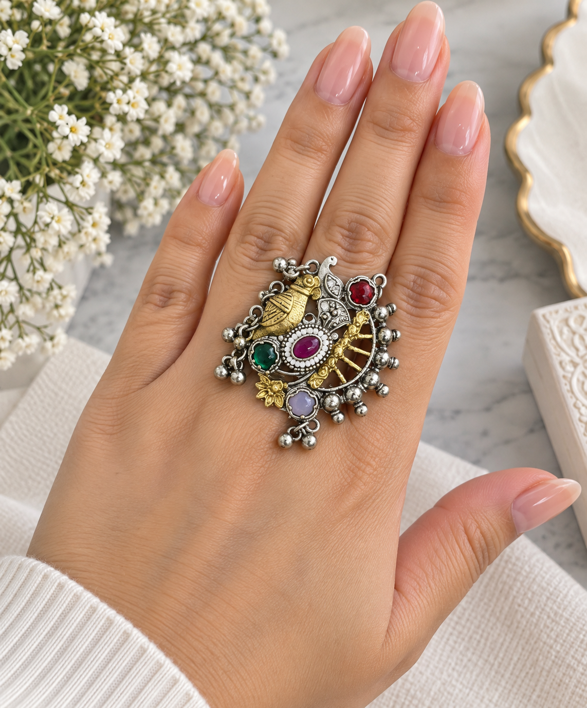 Isabel Oxidized Style Ring-Adjustable