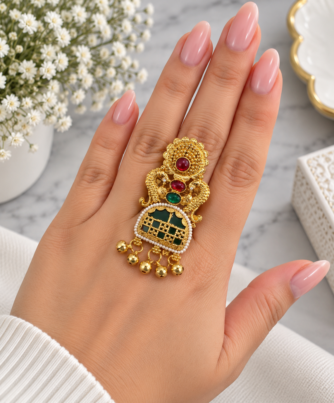 Heritage Adjustable Ghungroo Ring
