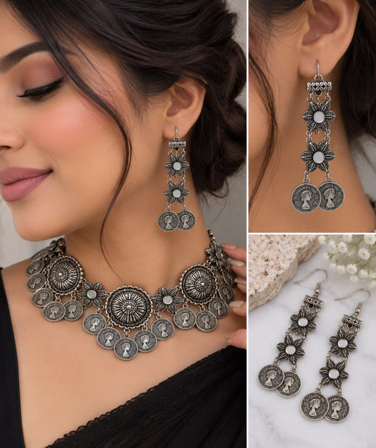 Priyanka Oxidized Necklace Set