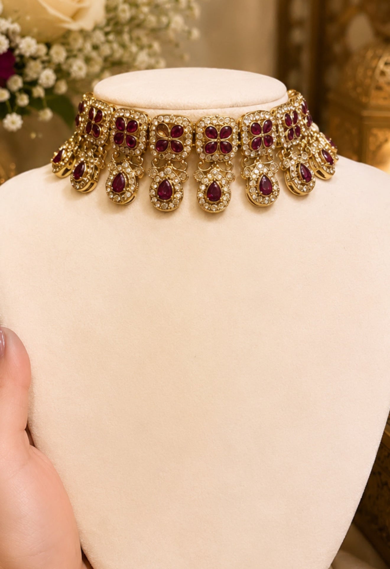 Rubina Polki Style Necklace Set