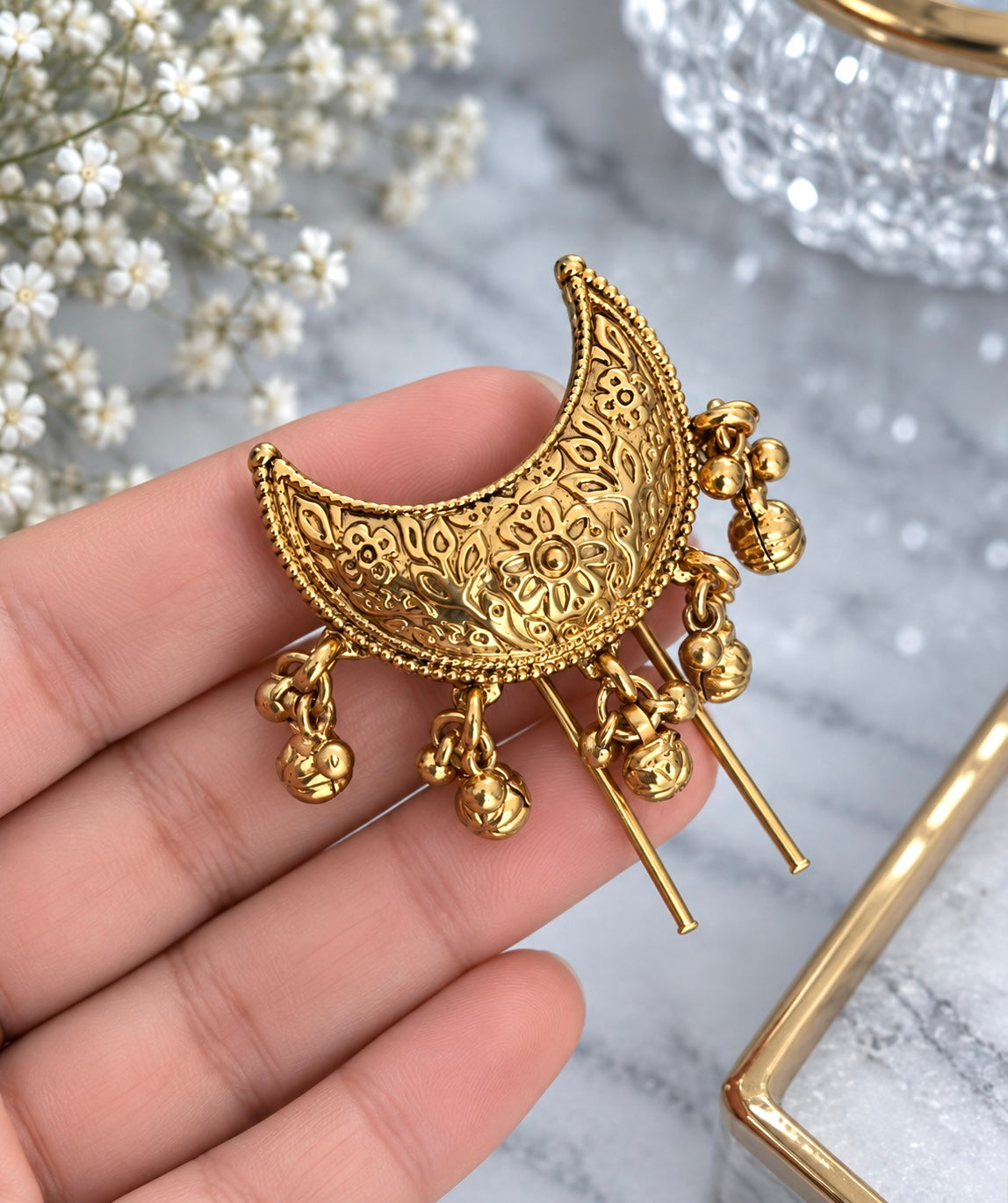 Jadau Hair Pin With Ghungroos-Single Piece Only