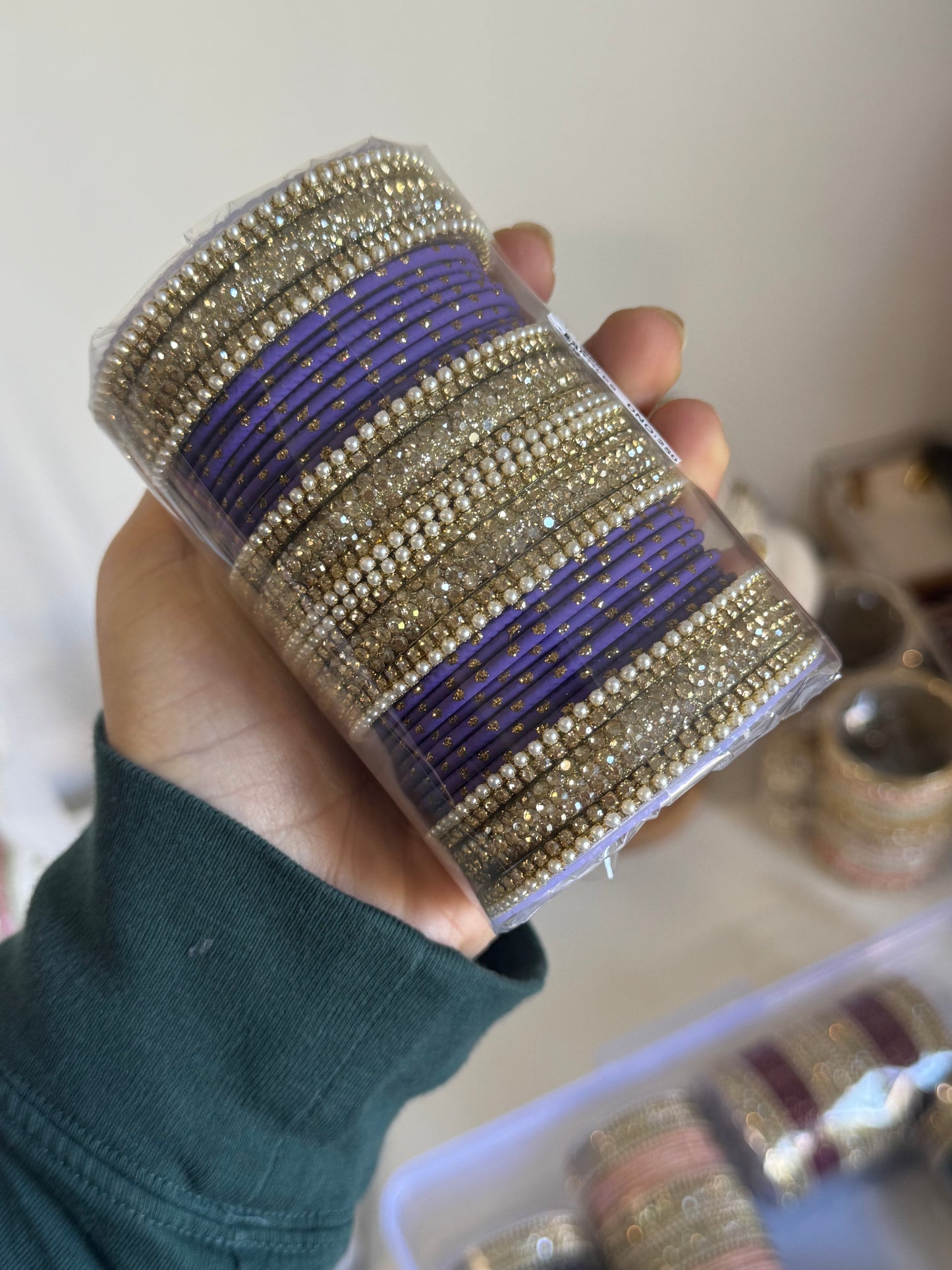 Purple & Golden Bangle Set