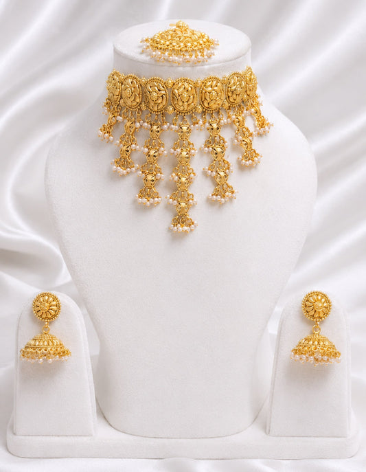 Tanu Gold Plated Waterfall Style Necklace Set