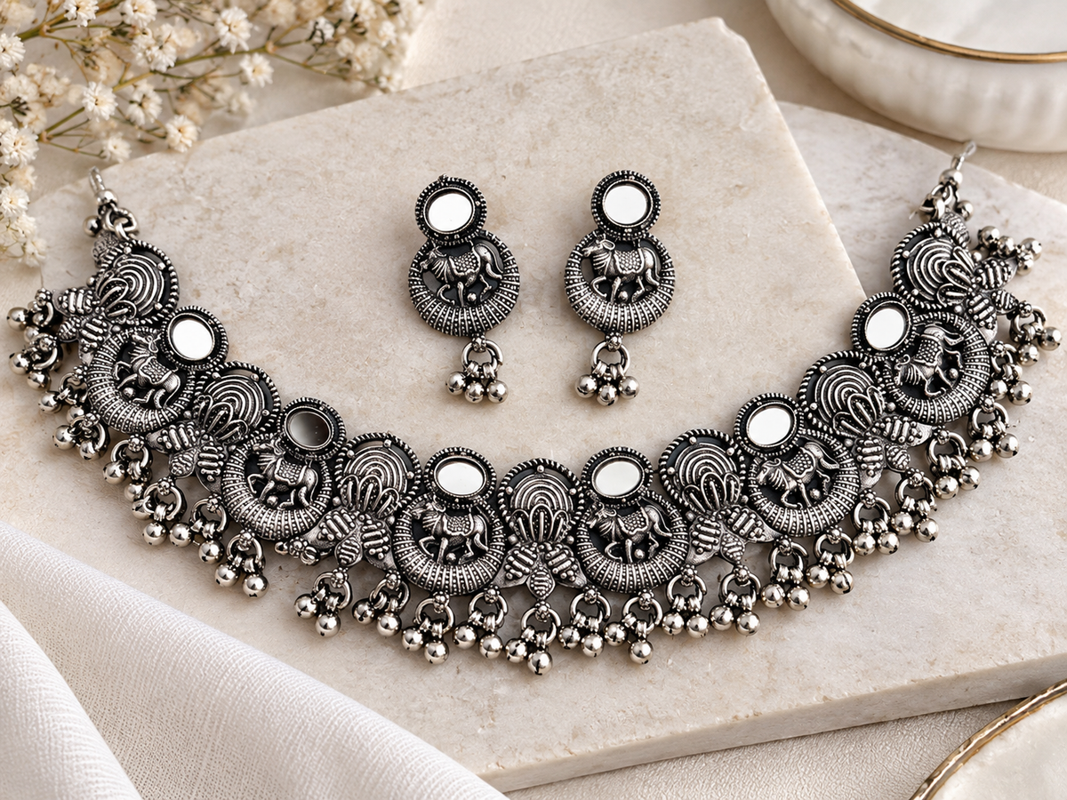 Avni Oxidized Necklace Set