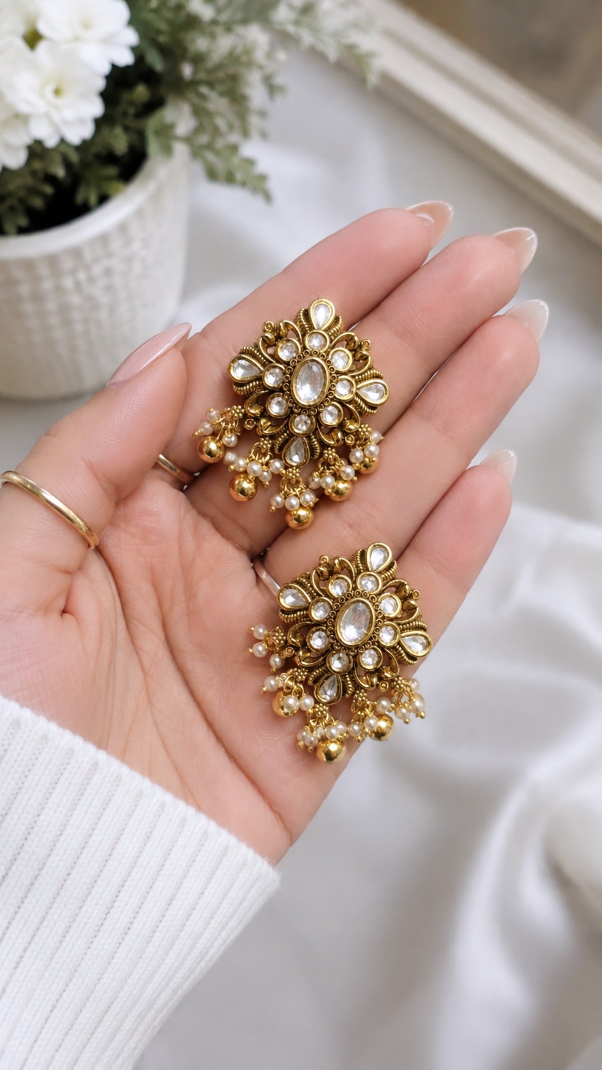 Kiara Tyani Kundan Gold Plated Studs