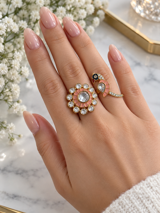 Moissanite Peacock Adjustable Ring
