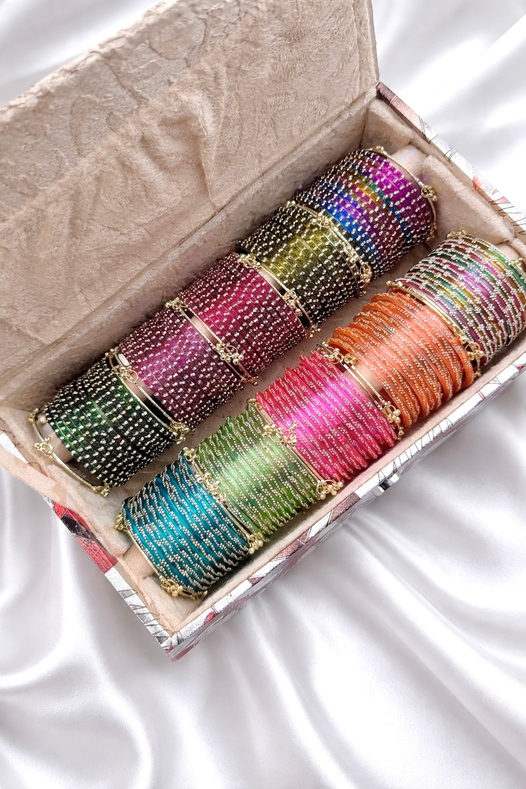 Sehaj Glass Bangle Box With Kashmiri Bangles-Box is Included
