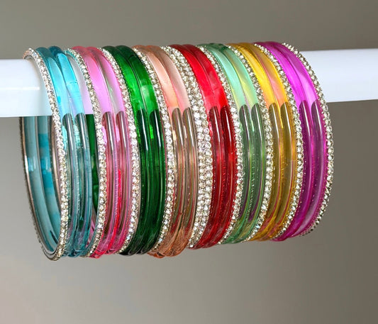 Amina Glossy Glass Bangle Set