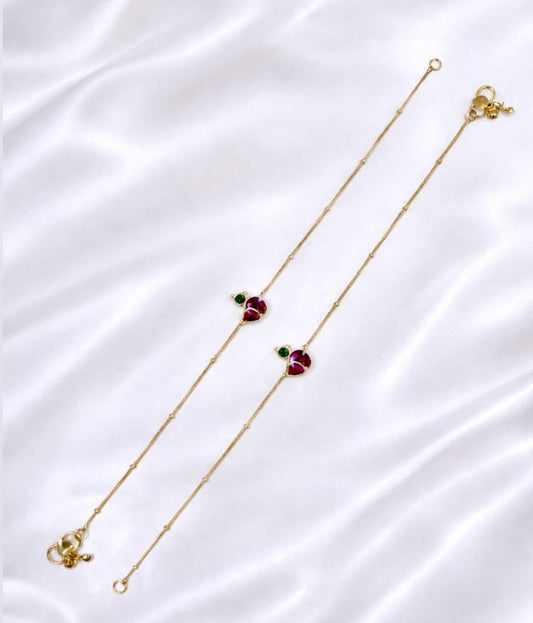 Pachi Kundan Anklets