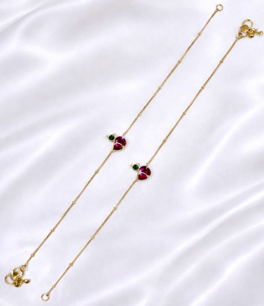 Pachi Kundan Anklets