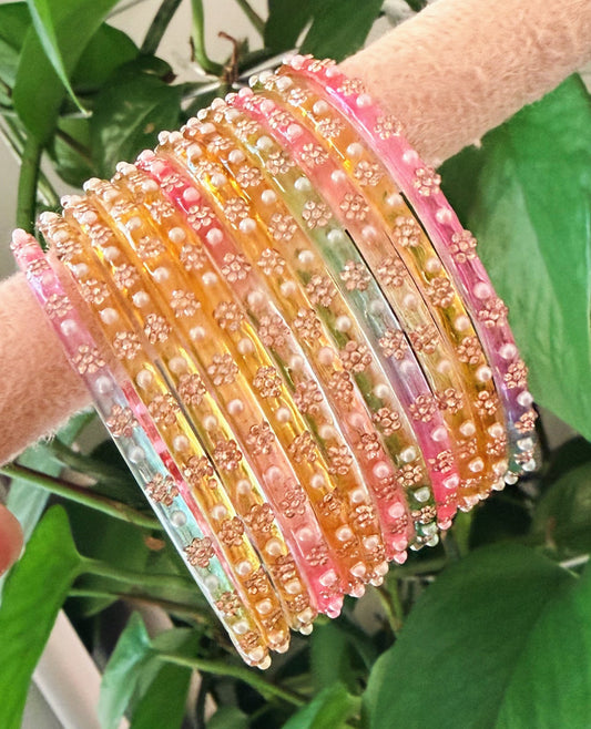 Sophia Pearl Glass Bangle Set