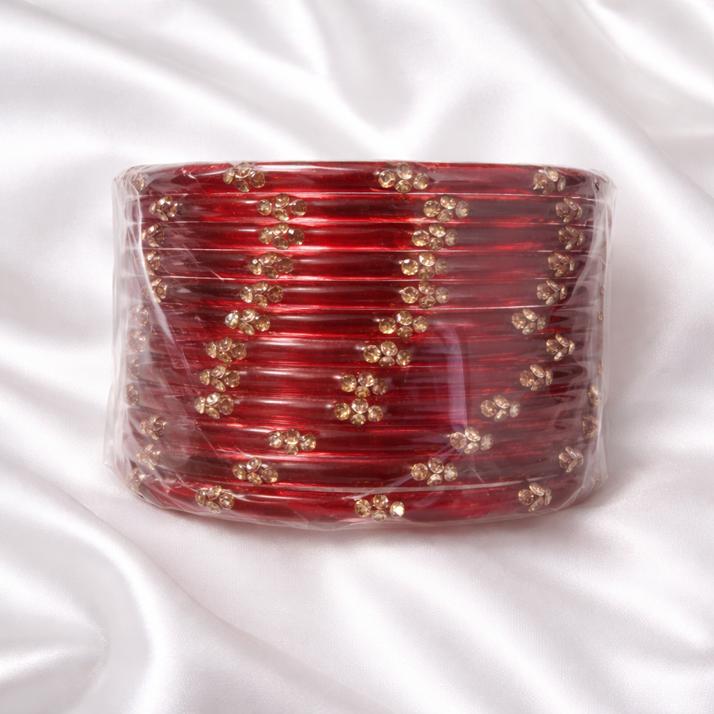 Ishita Pink Glass Bangle Set