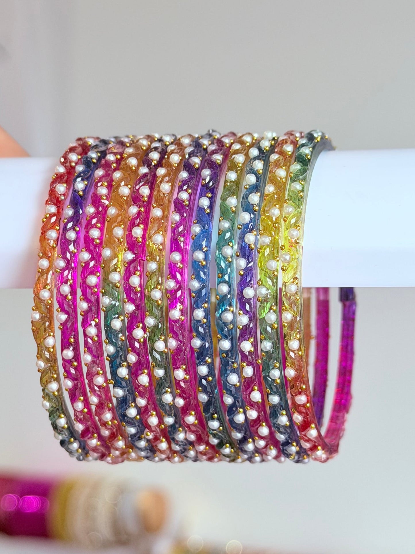 Sophia Pearl Glass Bangle Set