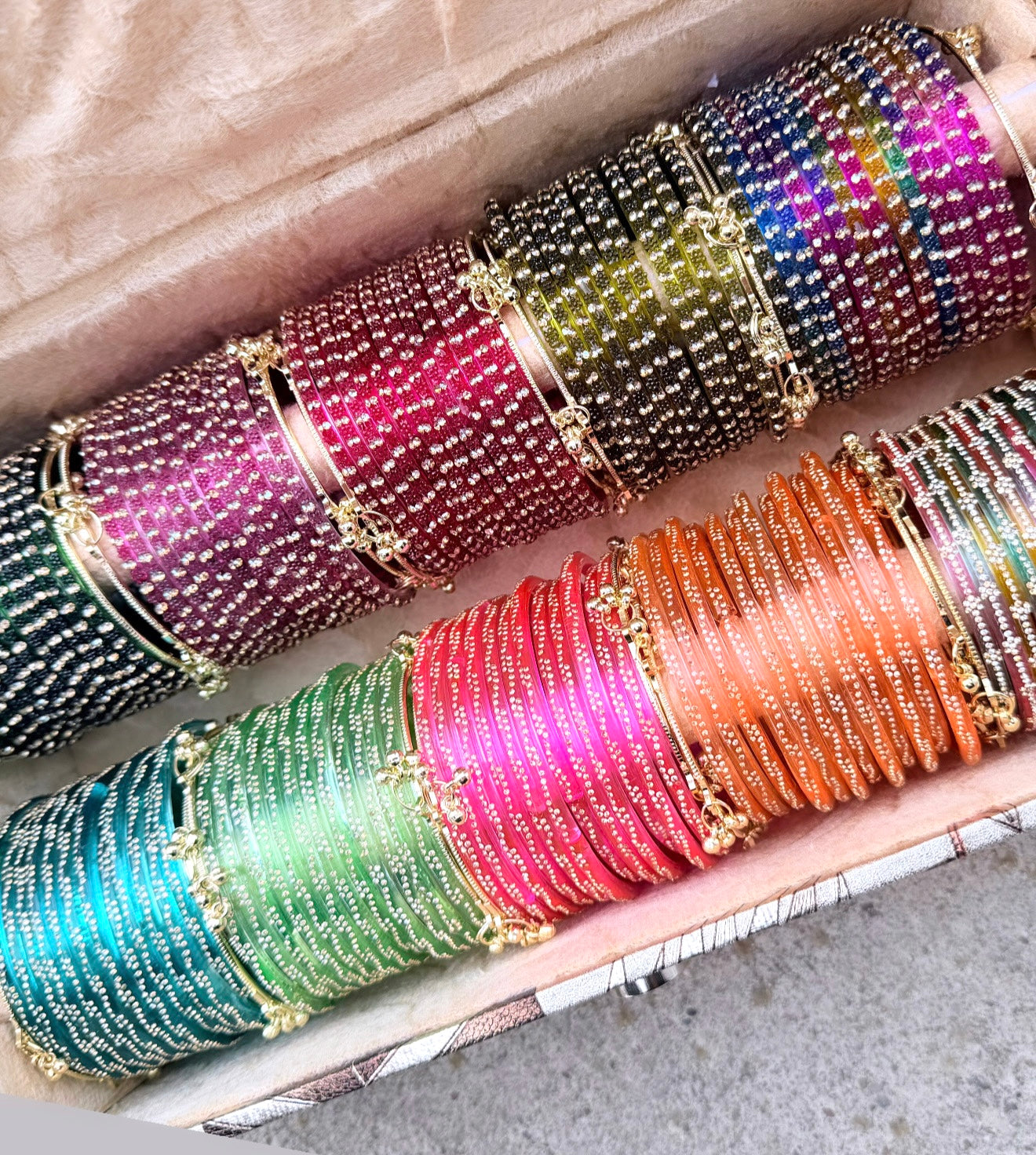 Sehaj Glass Bangle Box With Kashmiri Bangles-Box is Included