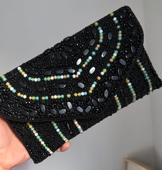 Simran Premium Quality Pearl Embroidered Beaded Clutch