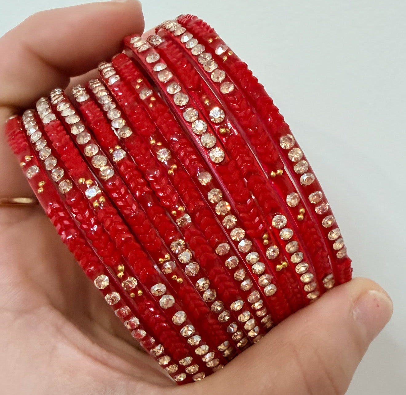 Red Colored Glass Bangle Set