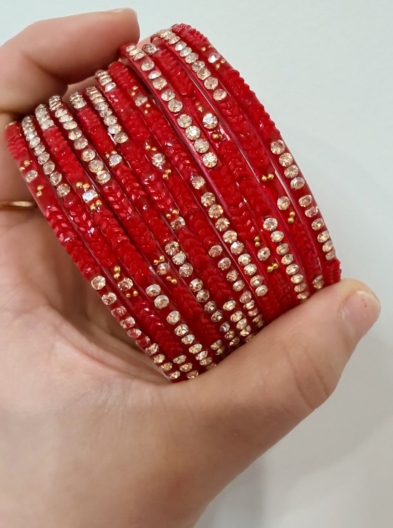 Red Colored Glass Bangle Set