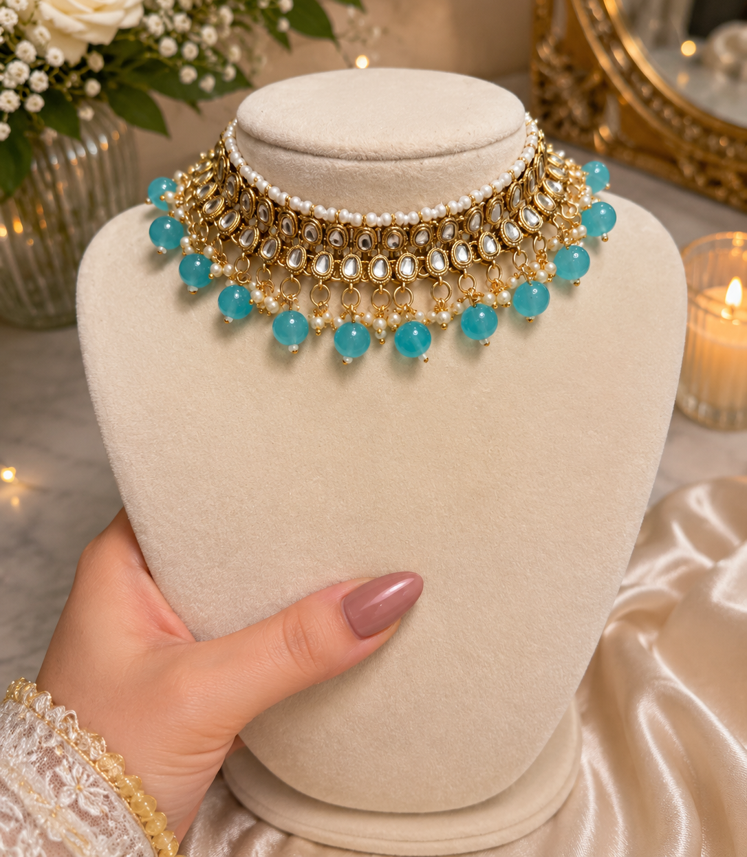 Sania Polki Style Necklace Set