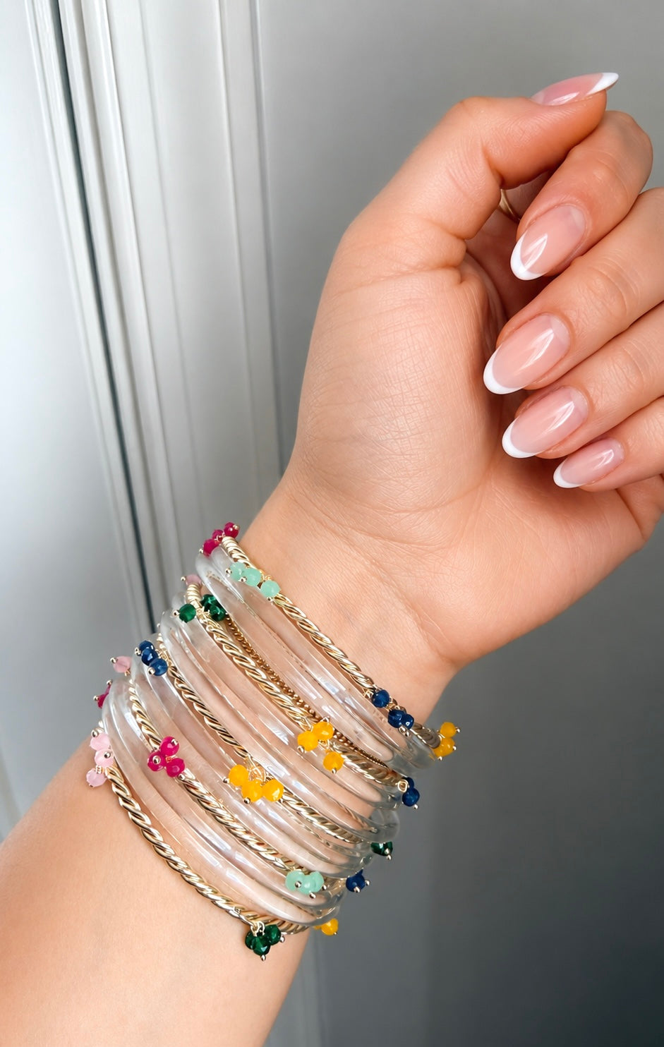 Sonam Clear Glossy Bangle Set with Multi Kashmiri Ghungroo Bangle Set