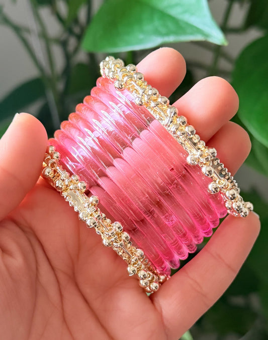 Ayesha Jelly Bangle Set with Golden Ghungroo Bangles-Back in stock