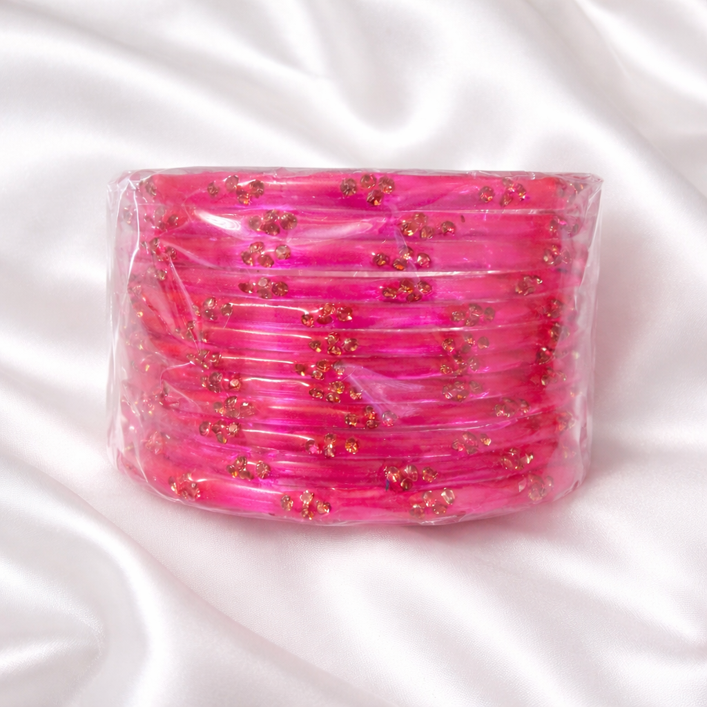 Ishita Pink Glass Bangle Set
