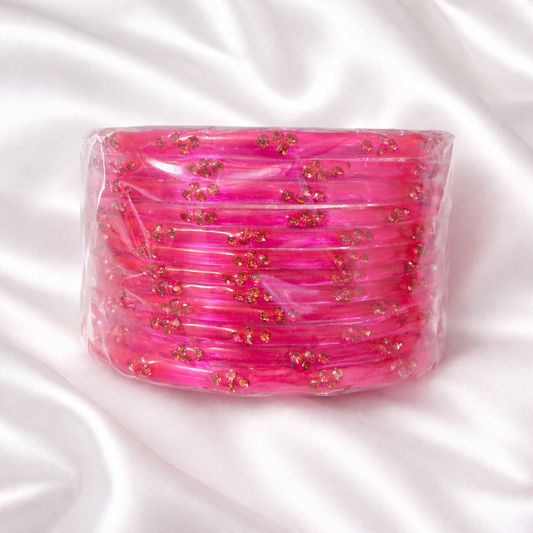 Ishita Pink Glass Bangle Set