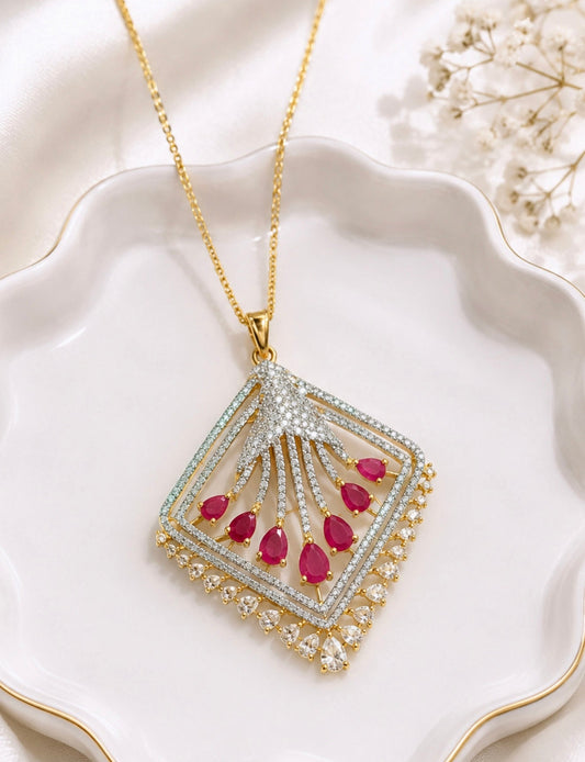 Zara Premium Quality Pendant Set in Ruby