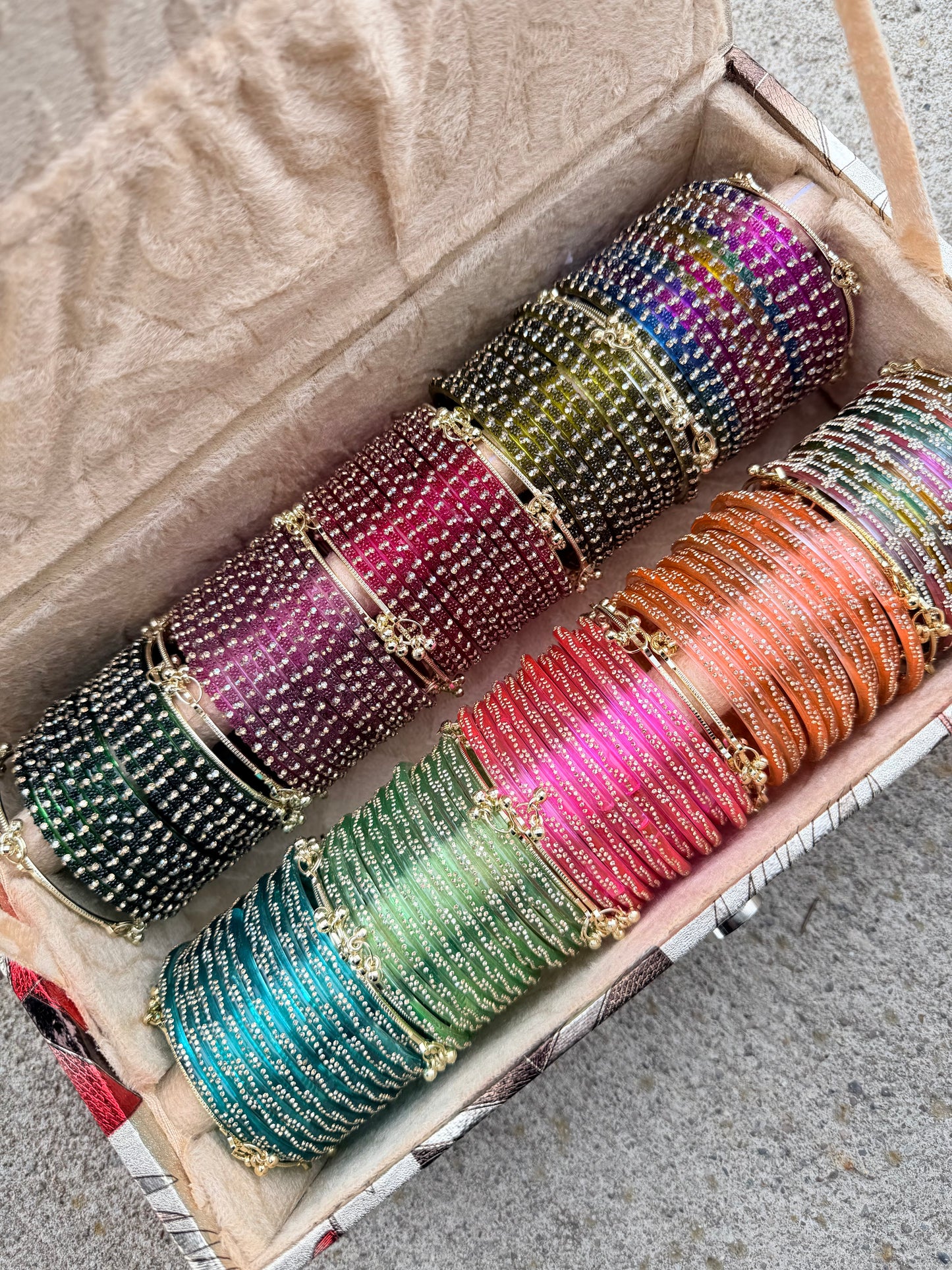 Sehaj Glass Bangle Box With Kashmiri Bangles-Box is Included