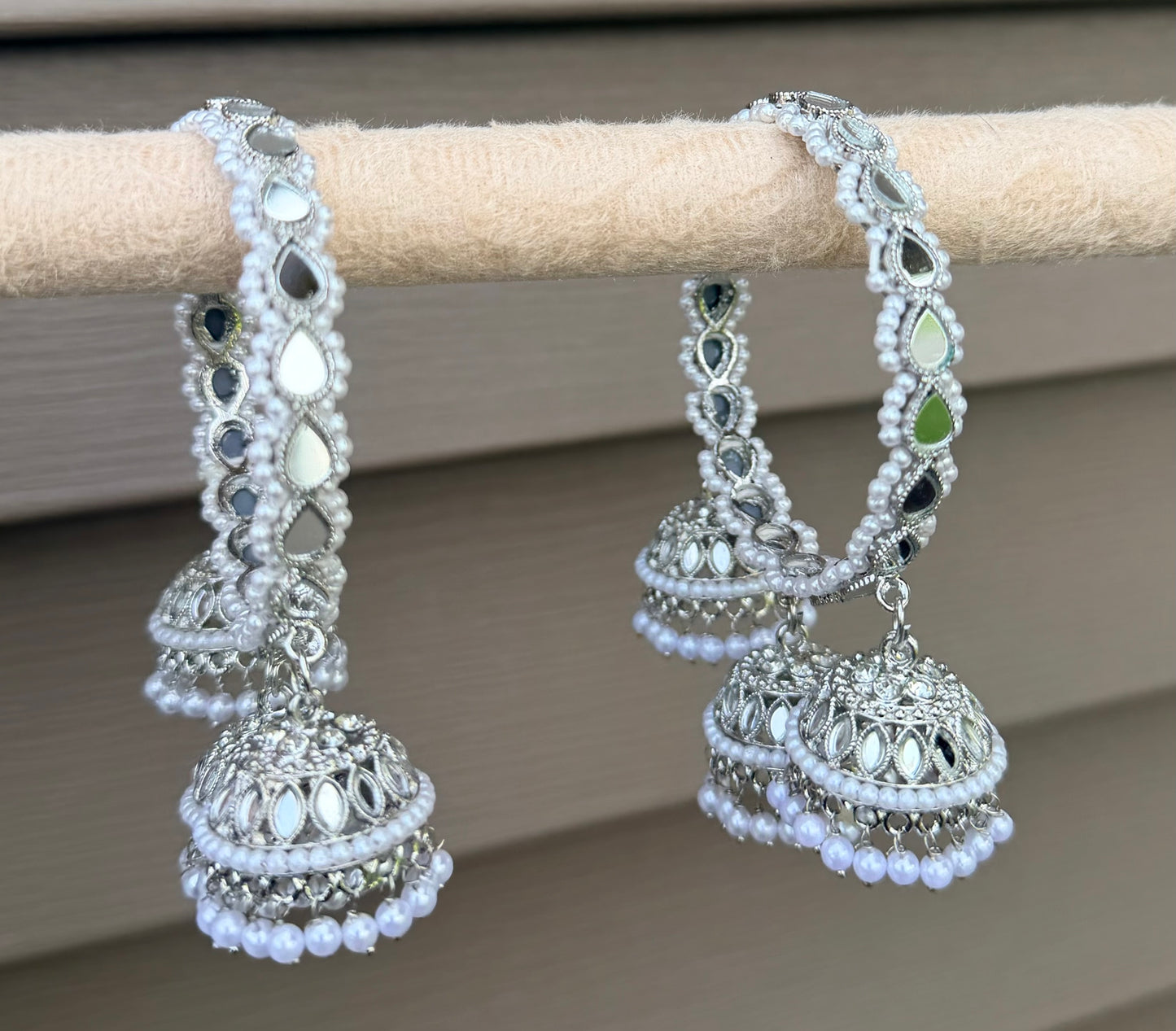 Naz Silver Mirrored Ghungroo Hanging Bangles