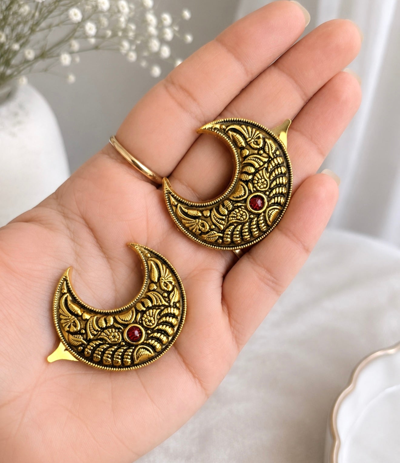 Punjabi Style Jadau Hair Clip-Set of Two