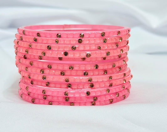 Baby Pink Glass Bangle Set