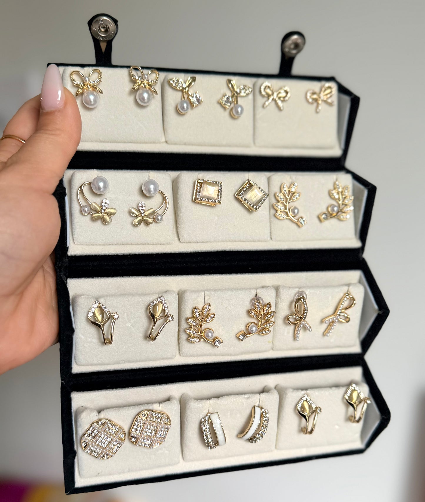 Noor 12 Pack Earrings Studs with Foldable Travel Case Included
