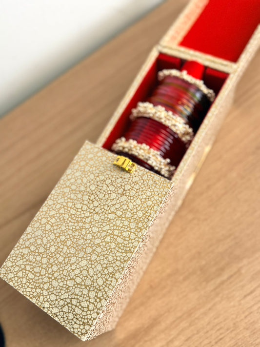 One Rod Bangle Box with Red Velvet Interior-Bangle Box ONLY!
