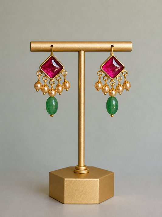 Punjabi Style Hook Mini Studs Earrings